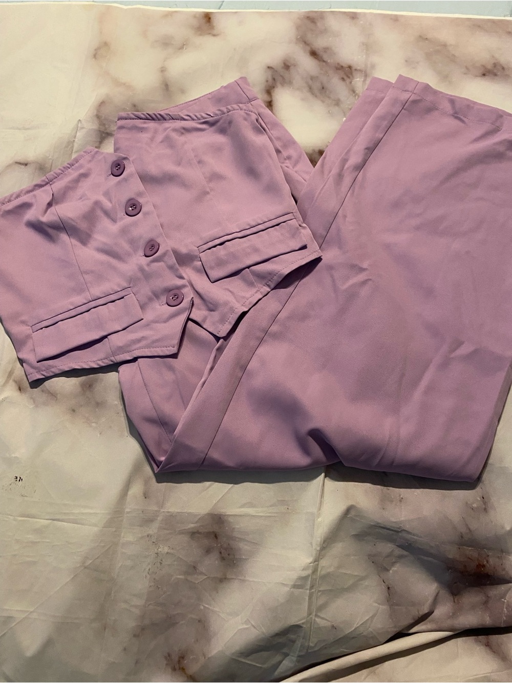SHEIN Pastel Lavender High-Waist Wide-Leg Pants
